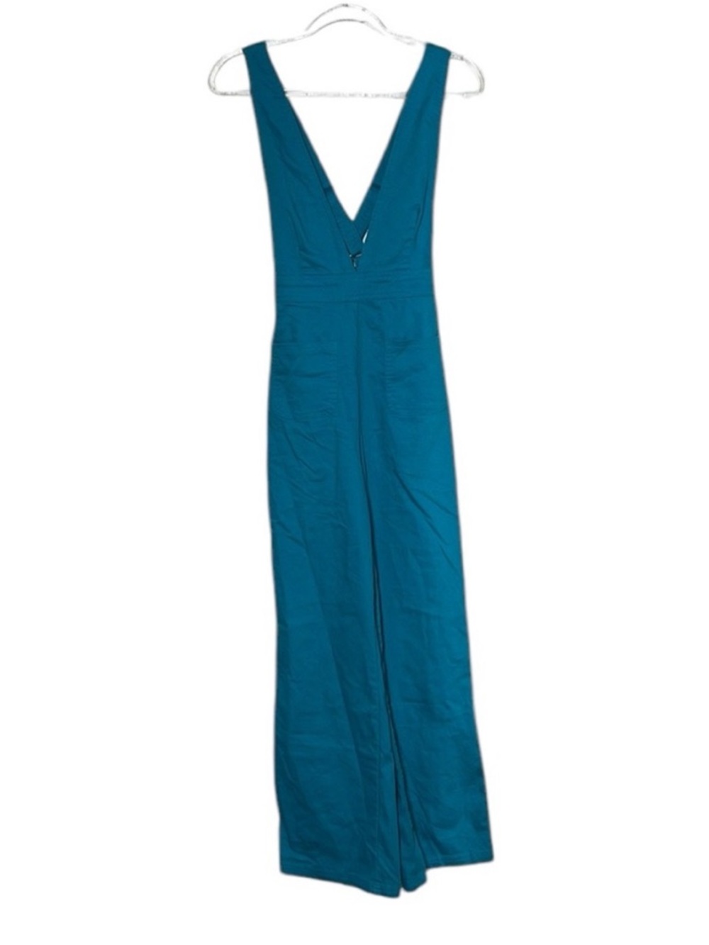 Sincerly Jules Teal Straight-Leg Jumpsuit/Overalls with Patch Pockets